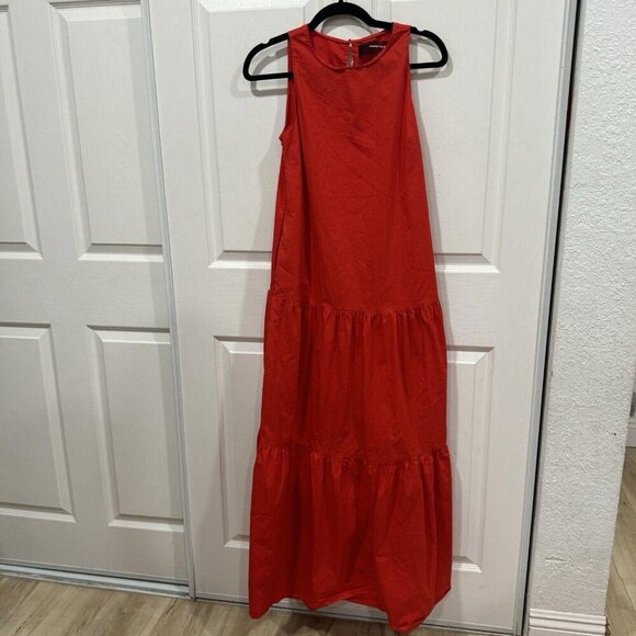 Code X Mode Cotton Blend Red Tailored Maxi Dress, Size Xsmall Xs - Picture 2 of 12